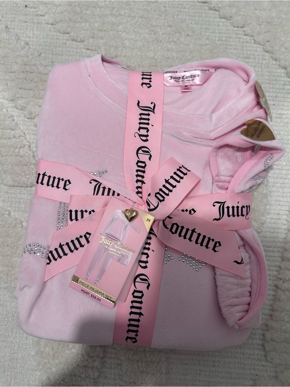 Juicy Couture Pink 4-Piece Velour Pajama Set